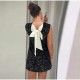 Women Fashion Elegant Solid Color Sequins Sleeveless Bowknot Lace-Up Slim Fit Dress