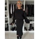 Women Fashion Solid Color Batwing Sleeve Sweatshirt Sleeveless Slim Fit Dress Two-Piece Set