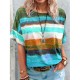 Women Casual Multicolor Print Short-Sleeve T-Shirt