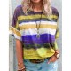 Women Casual Multicolor Print Short-Sleeve T-Shirt