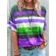 Women Casual Multicolor Print Short-Sleeve T-Shirt