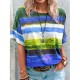 Women Casual Multicolor Print Short-Sleeve T-Shirt