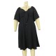 Women Fashion Plus Size Solid Color V-Neck Short Sleeve Single Breasted Dress