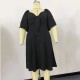 Women Fashion Plus Size Solid Color V-Neck Short Sleeve Single Breasted Dress