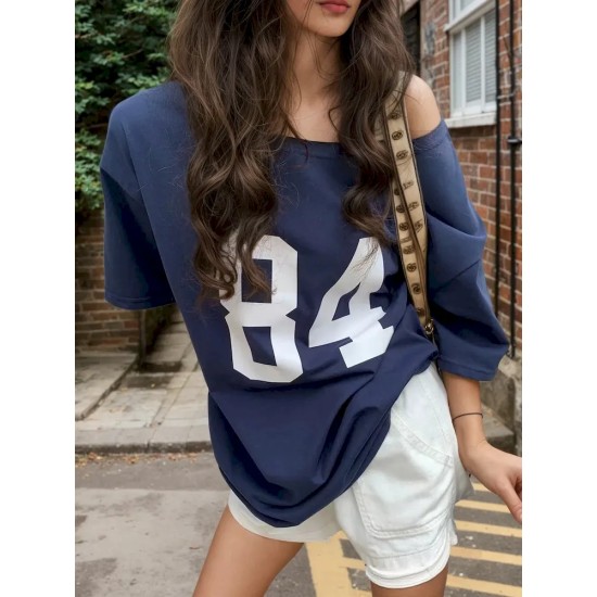 Women Casual Loose Digital Print T-Shirt