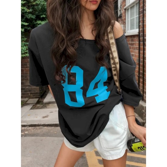 Women Casual Loose Digital Print T-Shirt