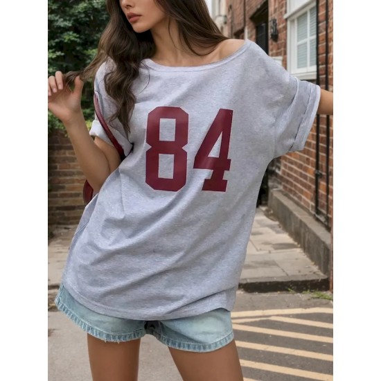Women Casual Loose Digital Print T-Shirt