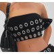 Women Fashion Sexy Punk Hollow Metal Ring Tube Top Tight Shorts Two-Piece Set