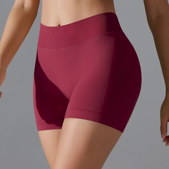 Women Fashion Sexy Solid Color Seamless Tight Yoga Sports Shorts