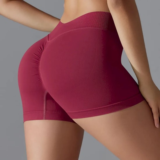 Women Fashion Sexy Solid Color Seamless Tight Yoga Sports Shorts