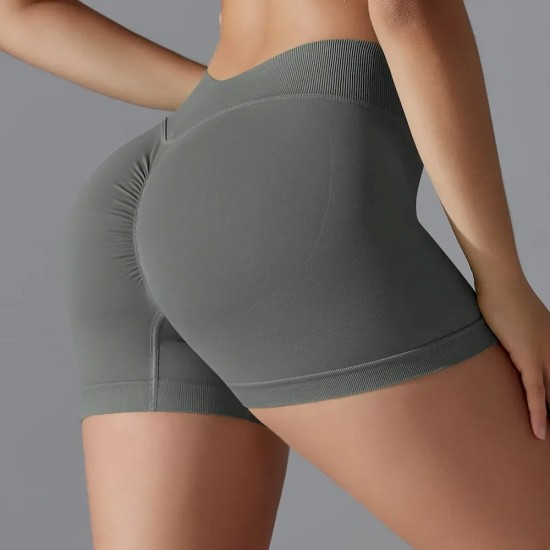 Women Fashion Sexy Solid Color Seamless Tight Yoga Sports Shorts