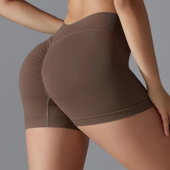 Women Fashion Sexy Solid Color Seamless Tight Yoga Sports Shorts