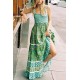 Women Fashion Printed Lace Sleeveless Backless Lace-Up Loose Dress